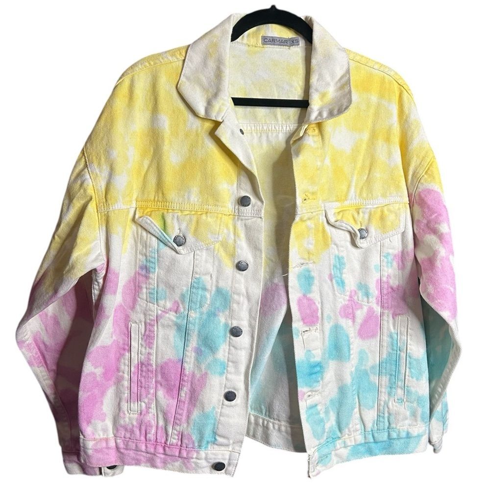Carmar Oversized Pastel Tie Dye Jean Jacket Size XS